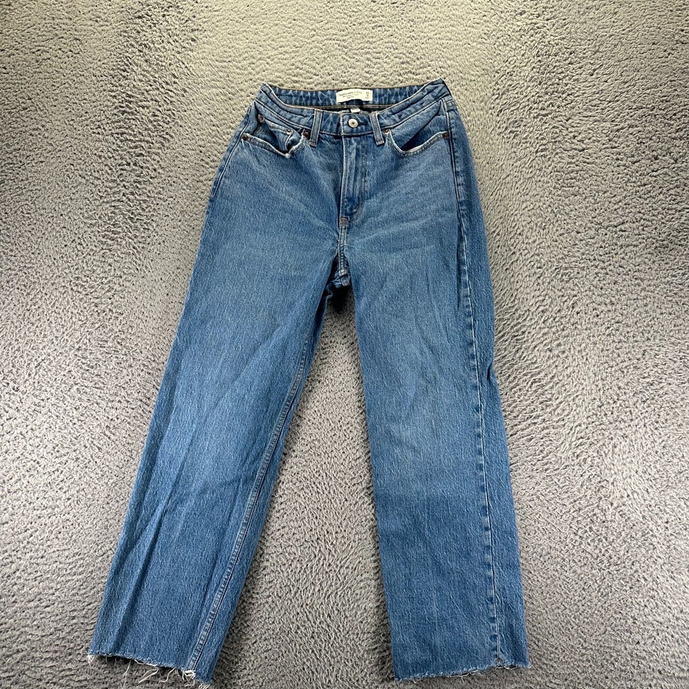 Vintage Abercrombie & Fitch Jeans Womens 0 Blue Cotton Denim Straight High Rise